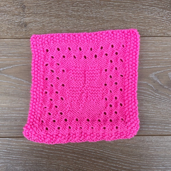 Set of 3 Handmade Bright Pink Dishcloths - Picture 4 of 8